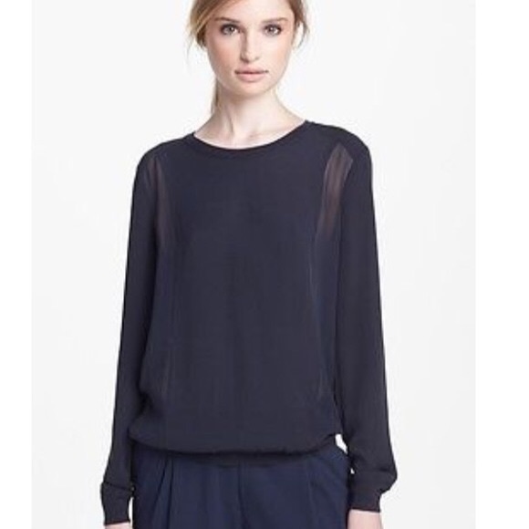 Vince Tops - Vince sheer side panel crew in navy blue Medium